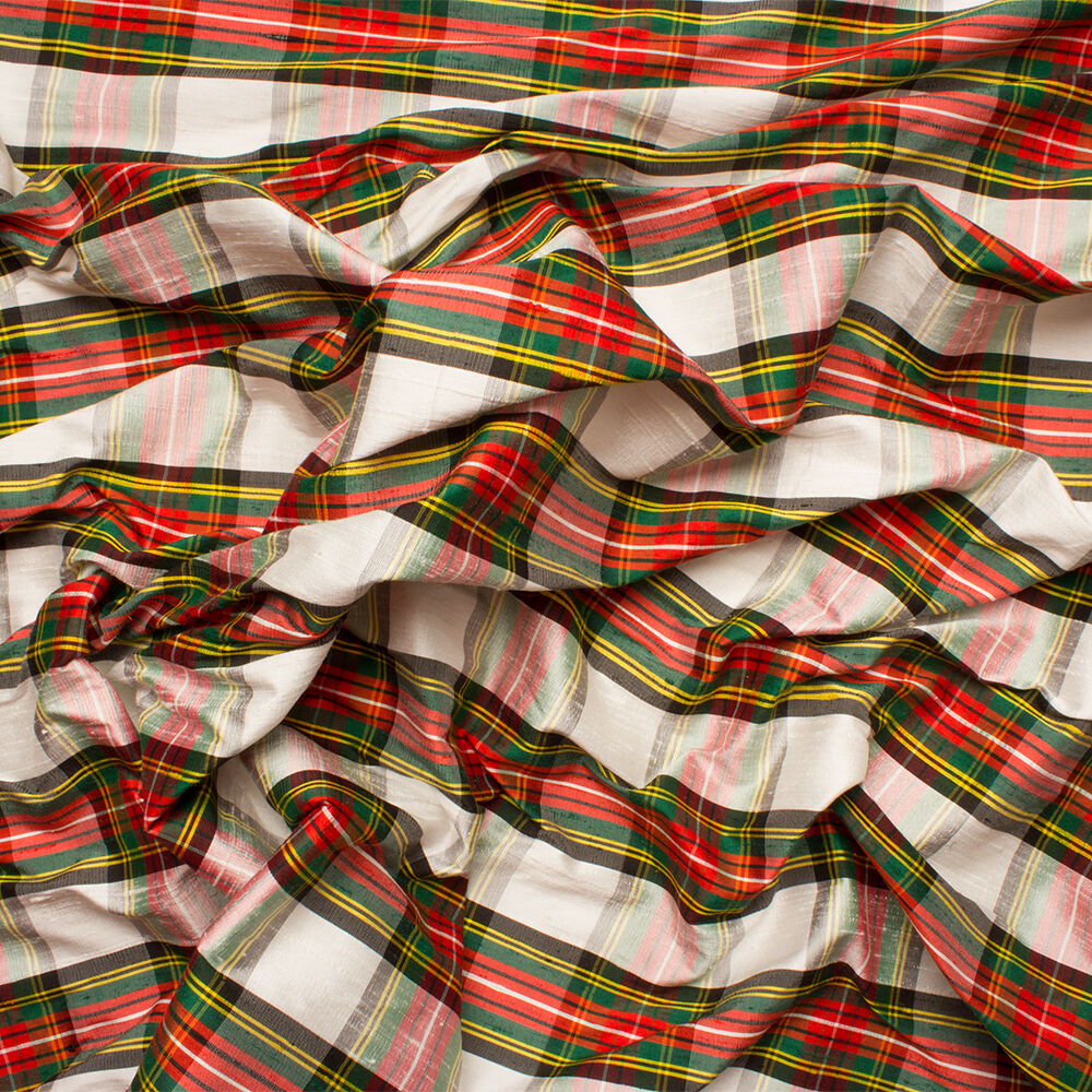 Multi-Coloured Tartan Silk Shantung