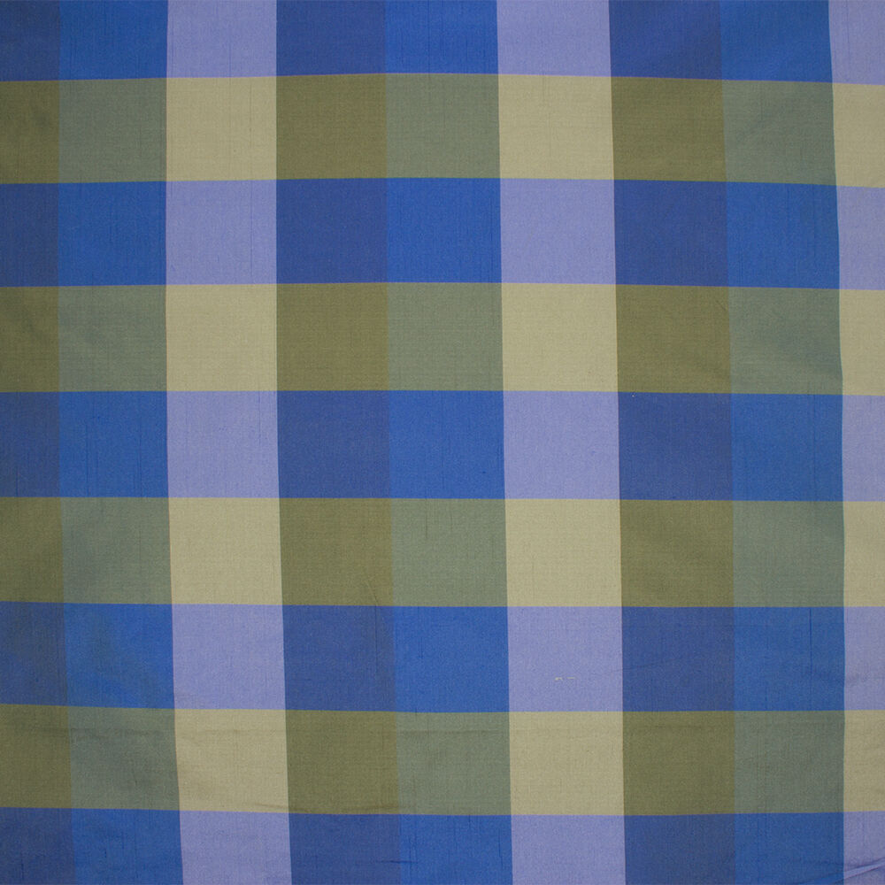 Blue/Green Checkered Silk Shantung