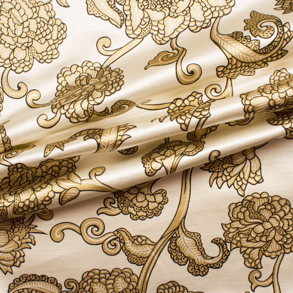 Ivory Printed Duchess Silk Satin