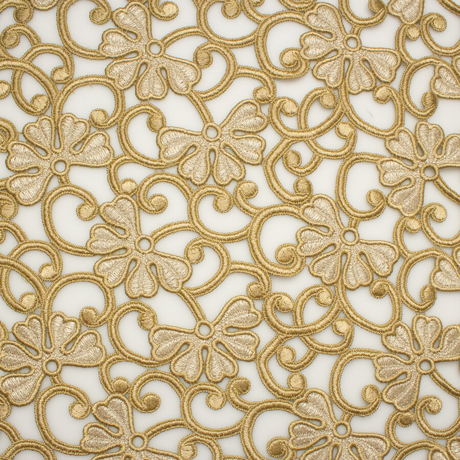 Muted Gold Floral Guipure Lace