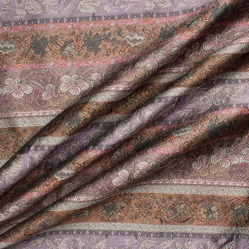 Grey/Lilac/Peach Metallic Brocade