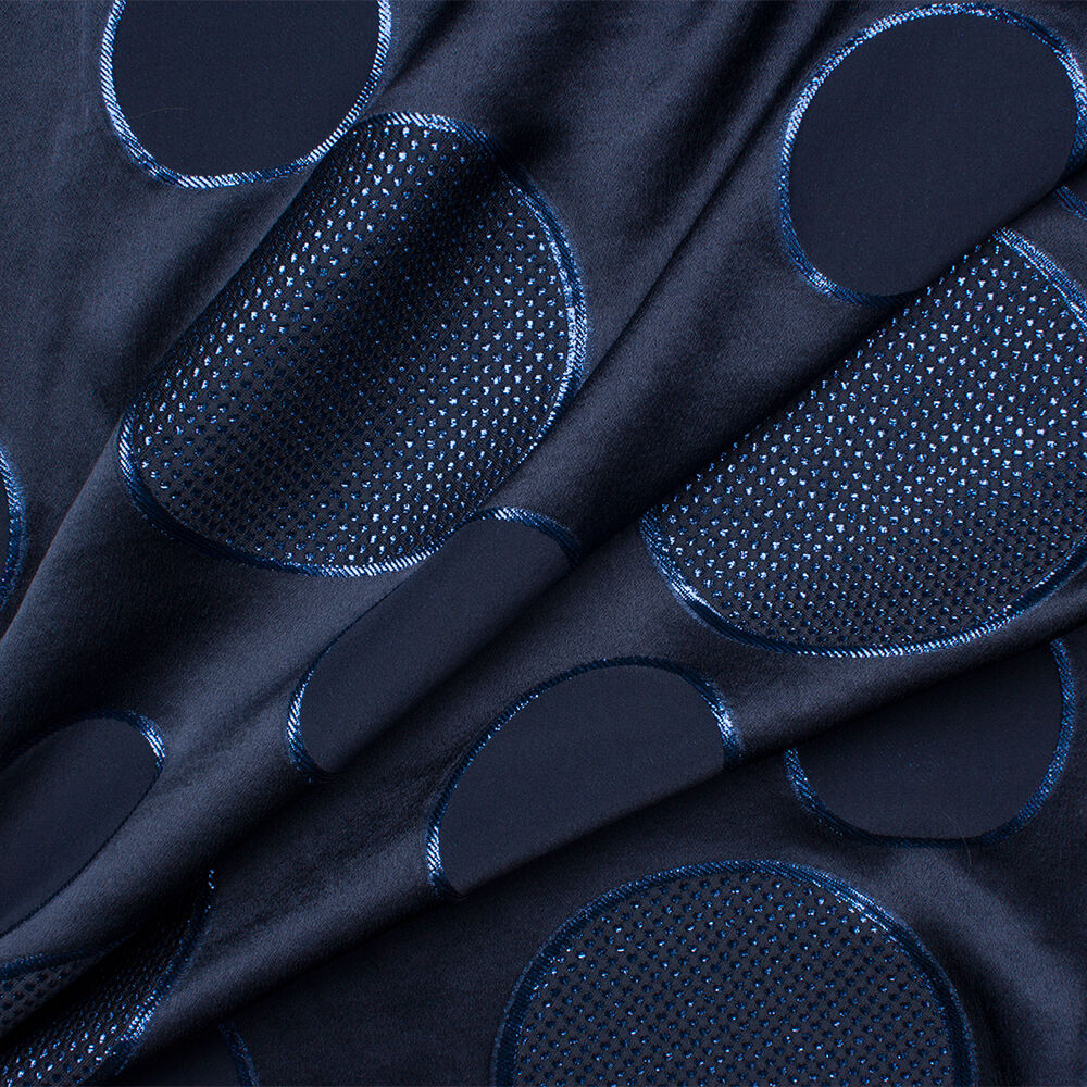 Midnight Blue Silk 'Circle' Jacquard Lamé