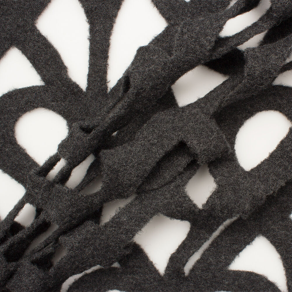 Grey Boiled Laser Cut Wool Fabric