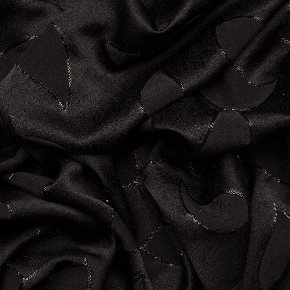 Black 'Leaf' Silk Jacquard Lamé