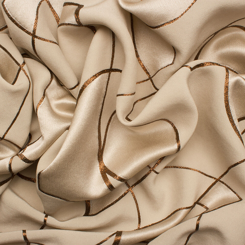 Sand/Brown Metallic Satin Jacquard