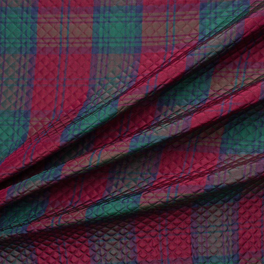 Maroon/Green/Blue Tartan Cloqué