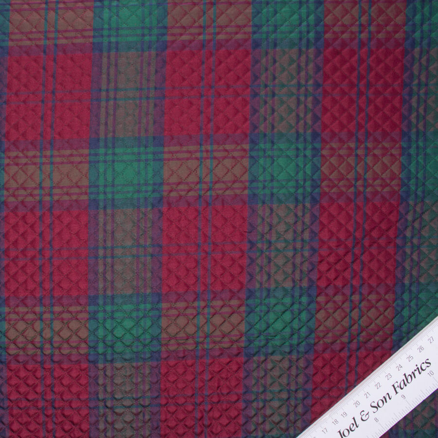 Maroon/Green/Blue Tartan Cloqué