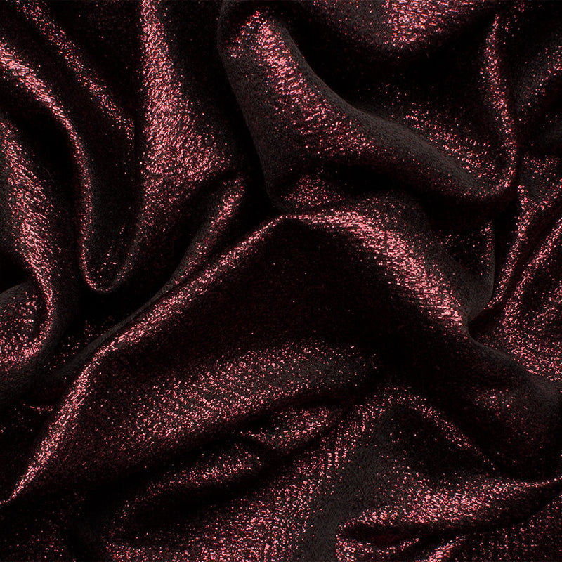 Burgundy, Cream and Metallic Silver Striped Boucle Blended Wool
