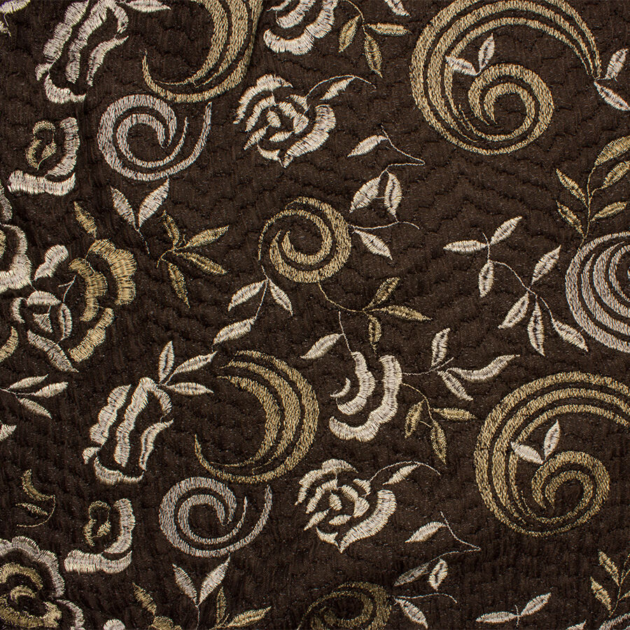 Silver Embroidered Brown Brocade