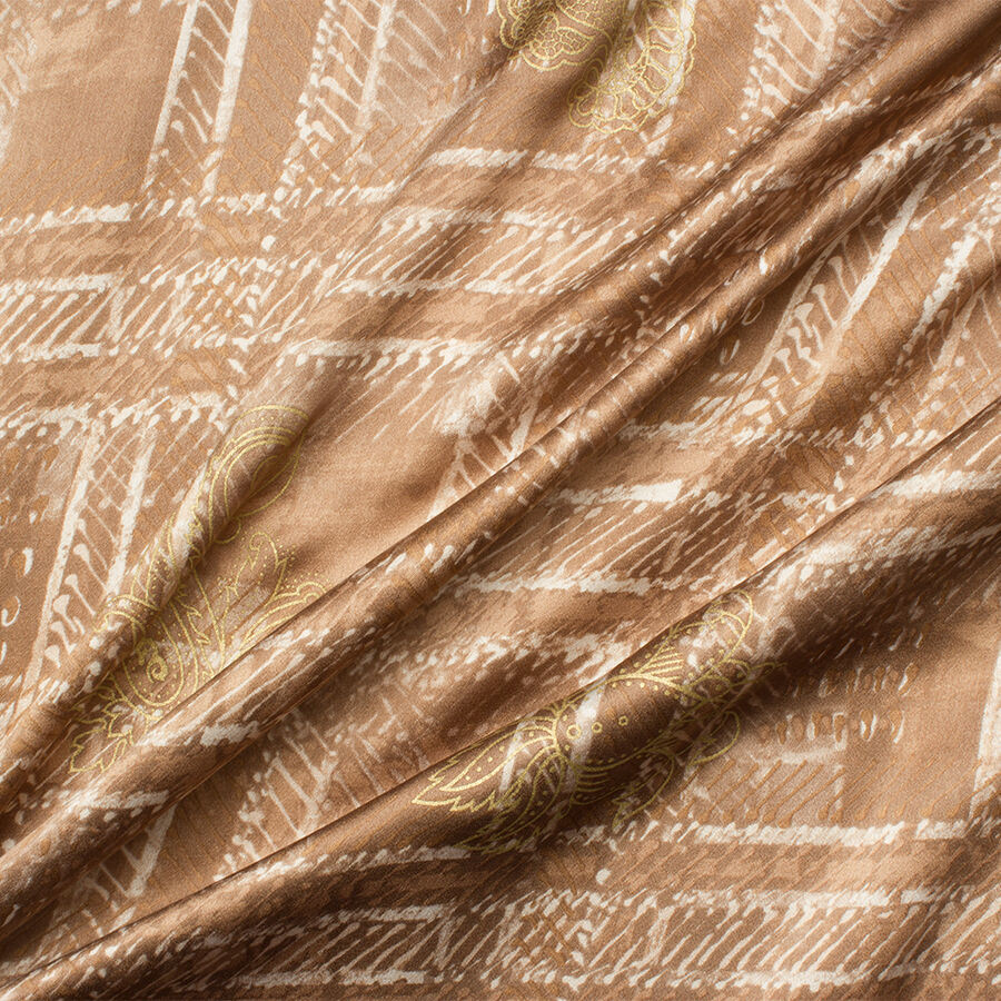 Brown/Cream Checkered Silk Satin