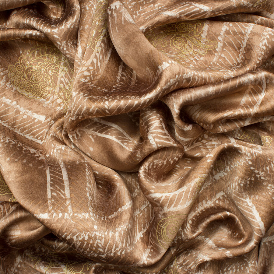 Brown/Cream Checkered Silk Satin