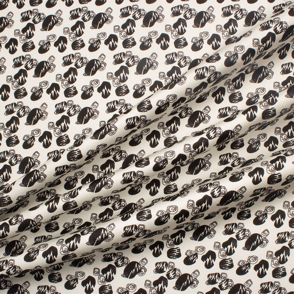 Monochrome Abstract Silk Twill