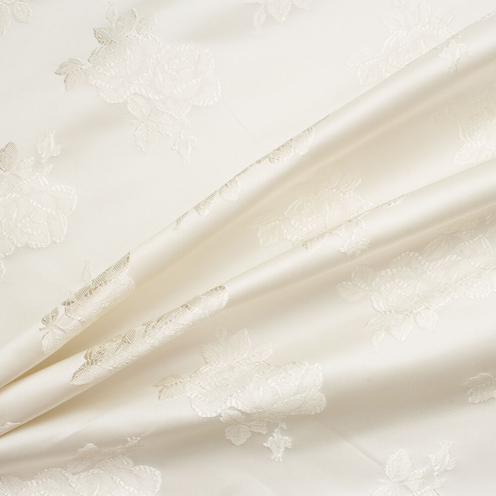 Buttermilk Floral Duchess Satin Jacquard