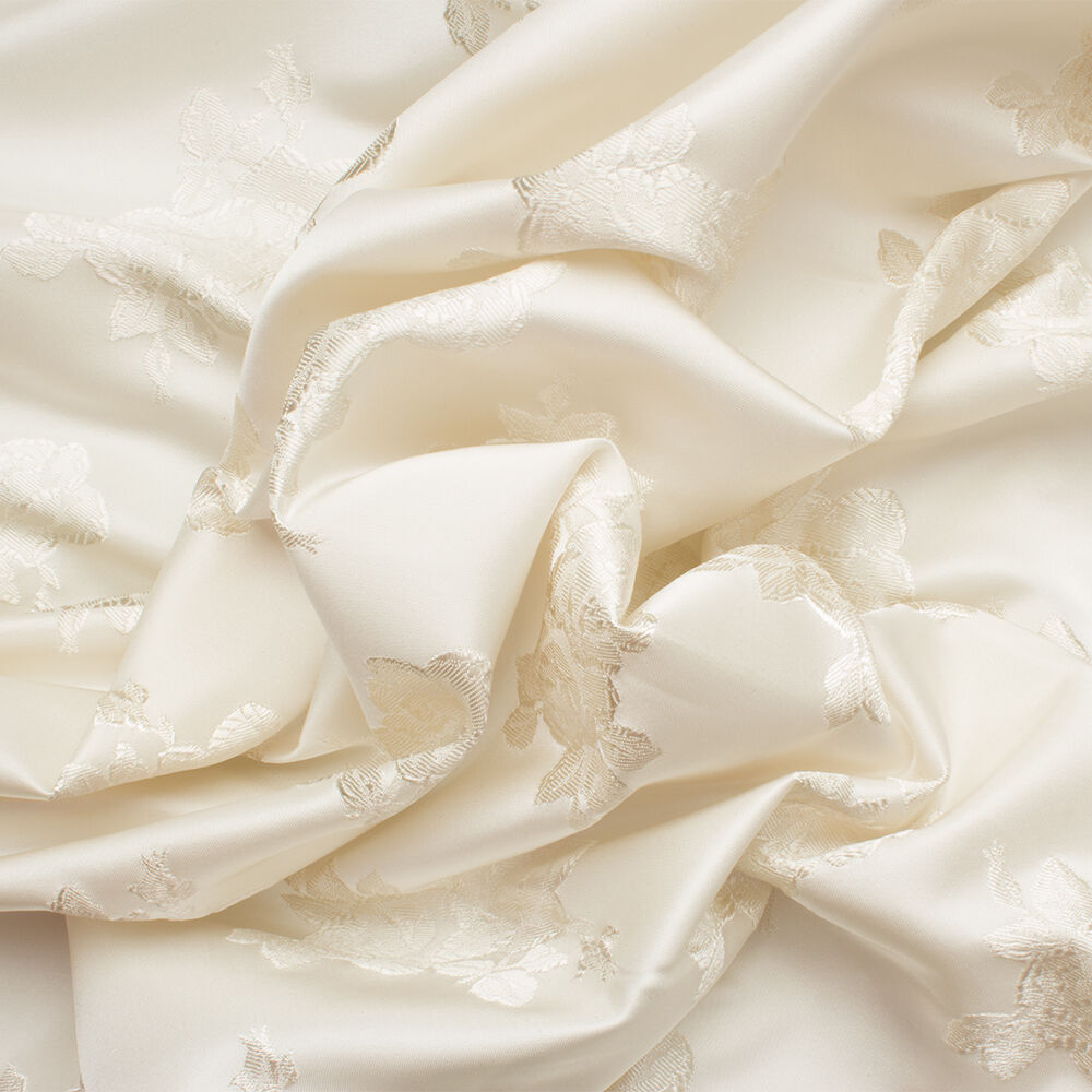 Buttermilk Floral Duchess Satin Jacquard