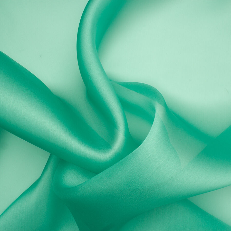 Teal Green Satinised Silk Organza