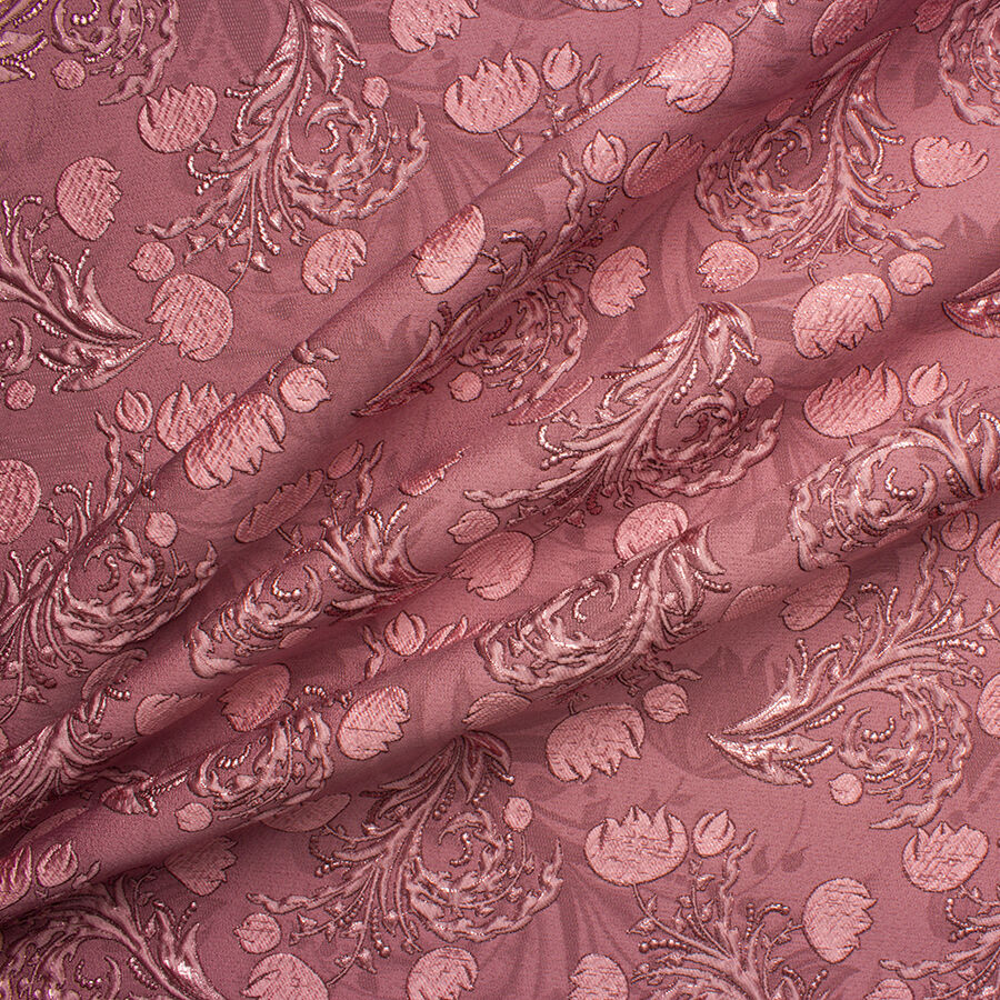 Old Rose Floral Metallic Silk Cloqué