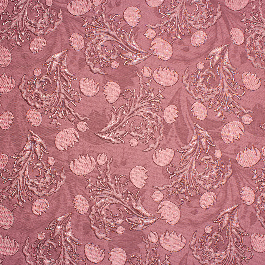 Old Rose Floral Metallic Silk Cloqué