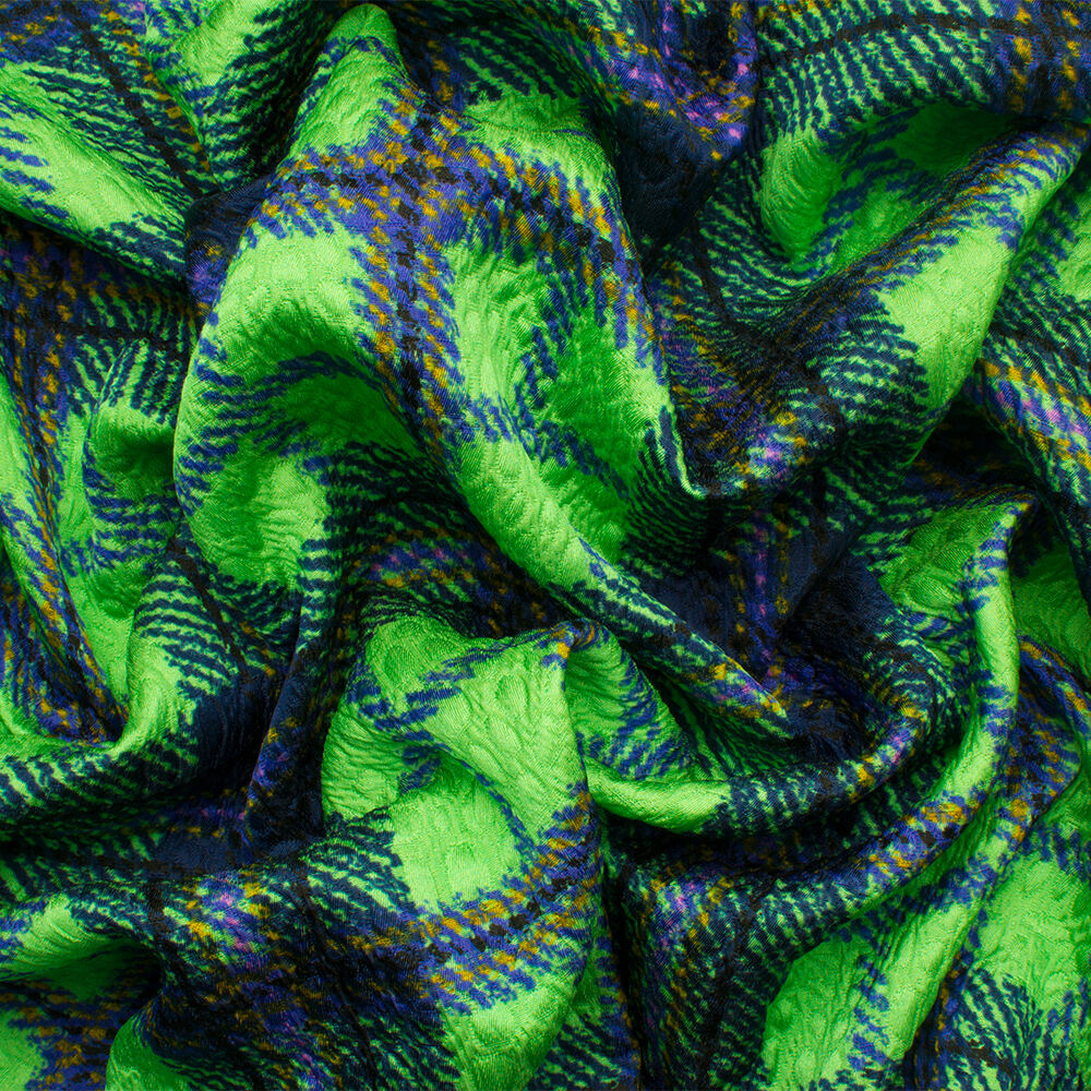 Green/Blue Tartan Cloqué