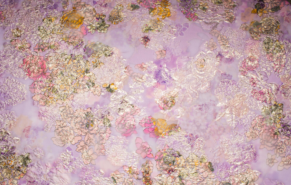 Purple/Pink Metallic Floral Silk Cloqué