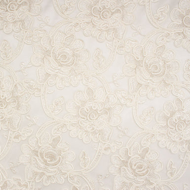 Ivory Embroidered Corded Tulle