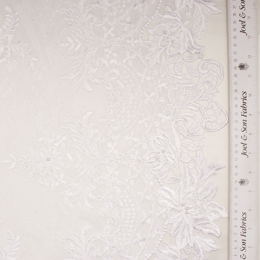 Brilliant White Floral Embroidered Corded Lace