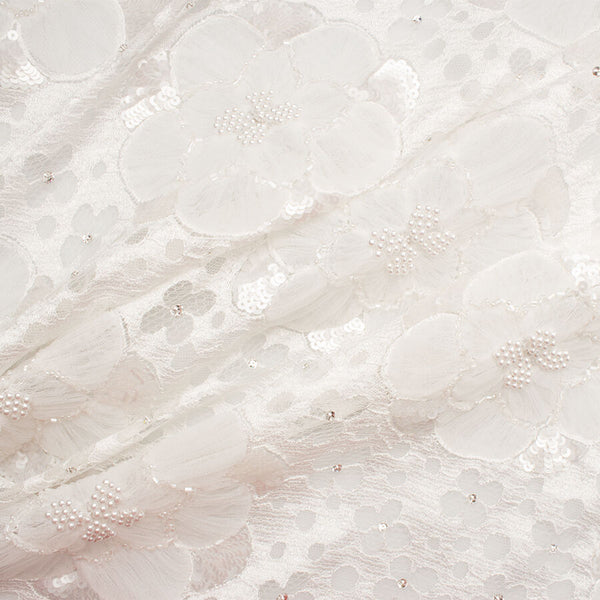 Alabaster Cotton Blend Corded Lace