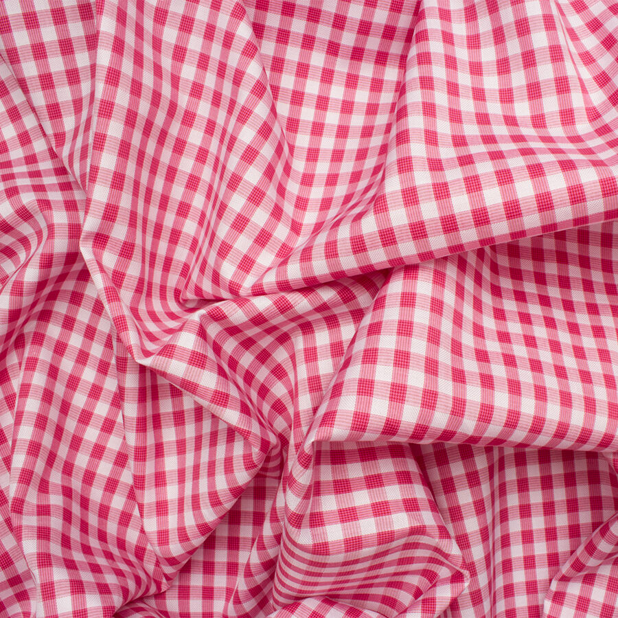 Red & White Check Superfine Cotton Shirting