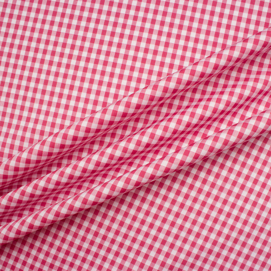 Red & White Check Superfine Cotton Shirting