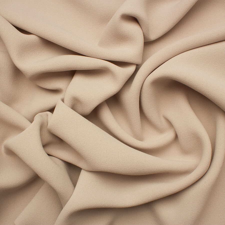 Soft Beige Microfibre Double Twist Crêpe