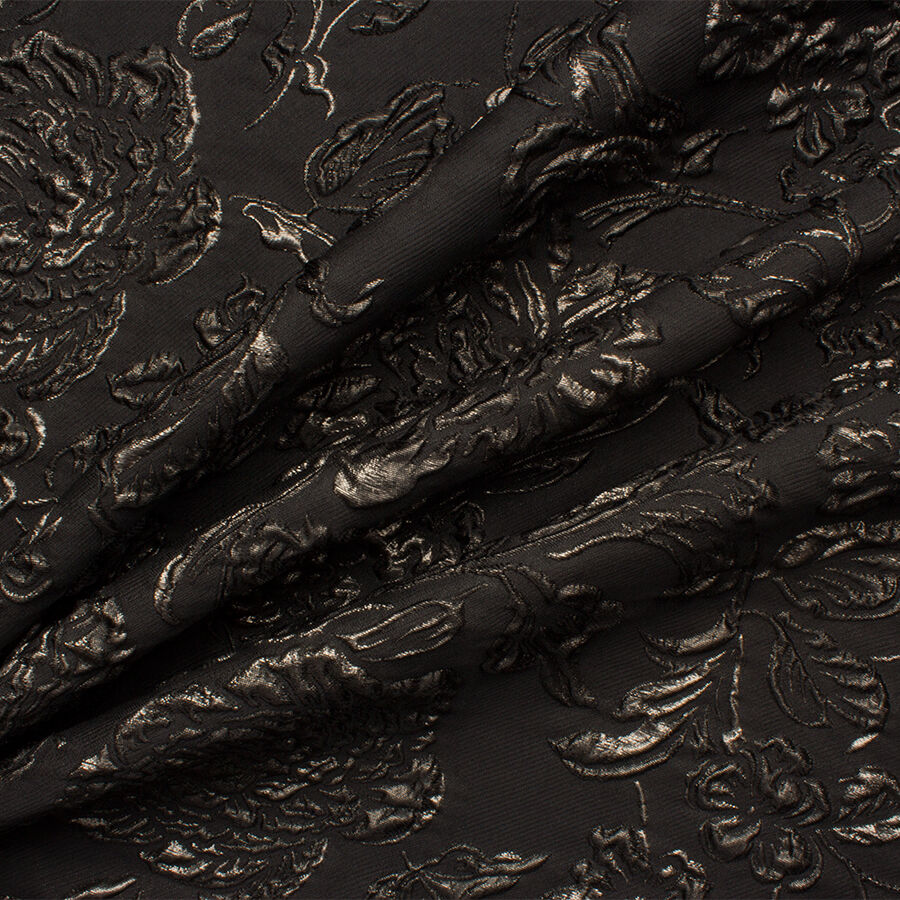 Black Floral Metallic Cloqué