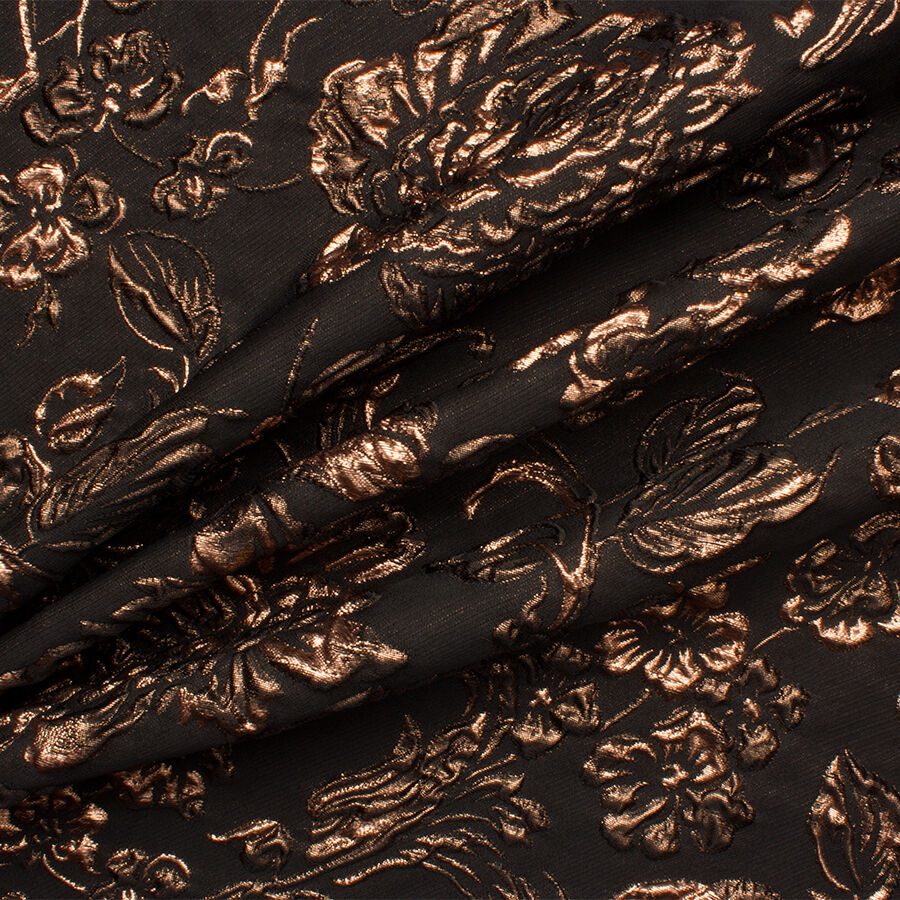 Black/Bronze Floral Metallic Cloqué