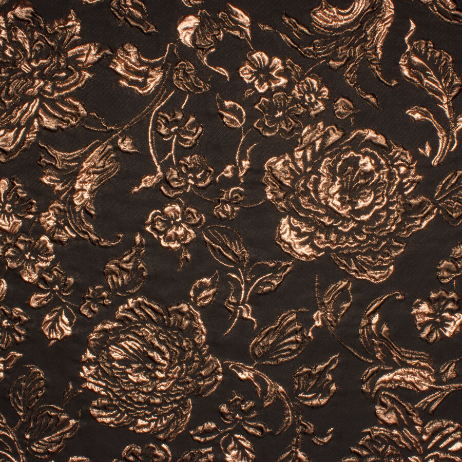 Black/Bronze Floral Metallic Cloqué