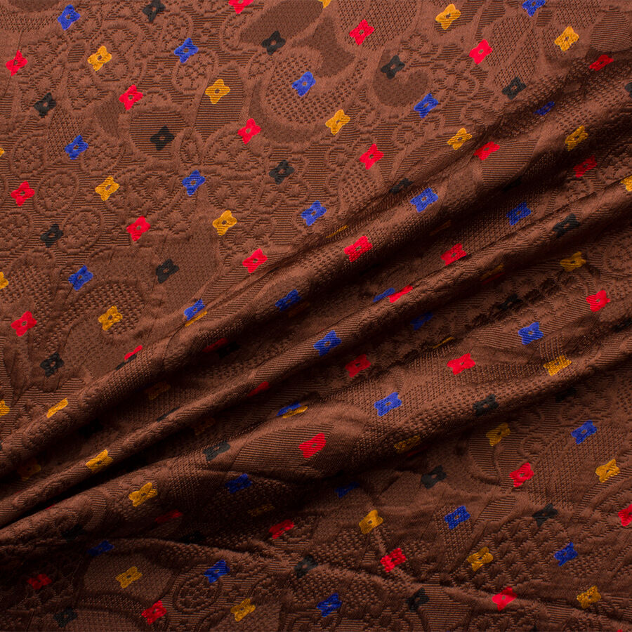 Rich Brown Printed Cloqué