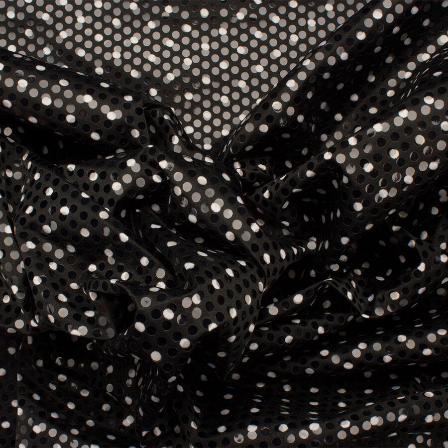 White Polka Dot Black Microfibre