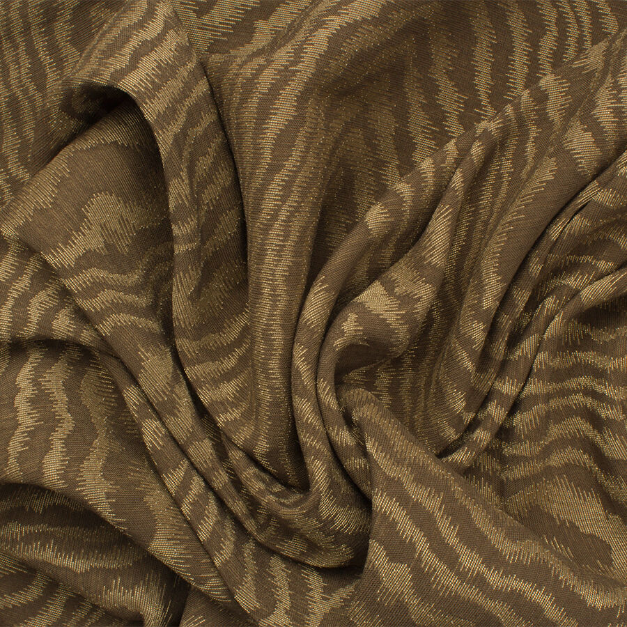 Khaki Metallic Jacquard Cloqué