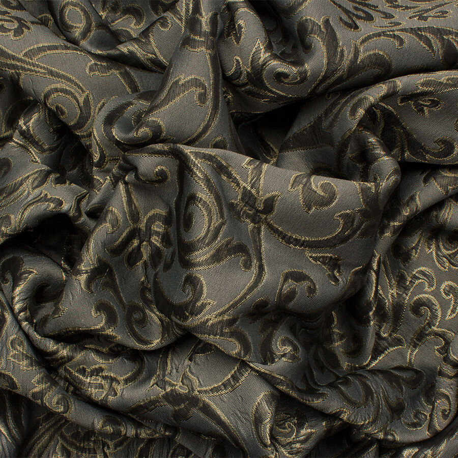 Grey/Black/Gold Metallic Brocade