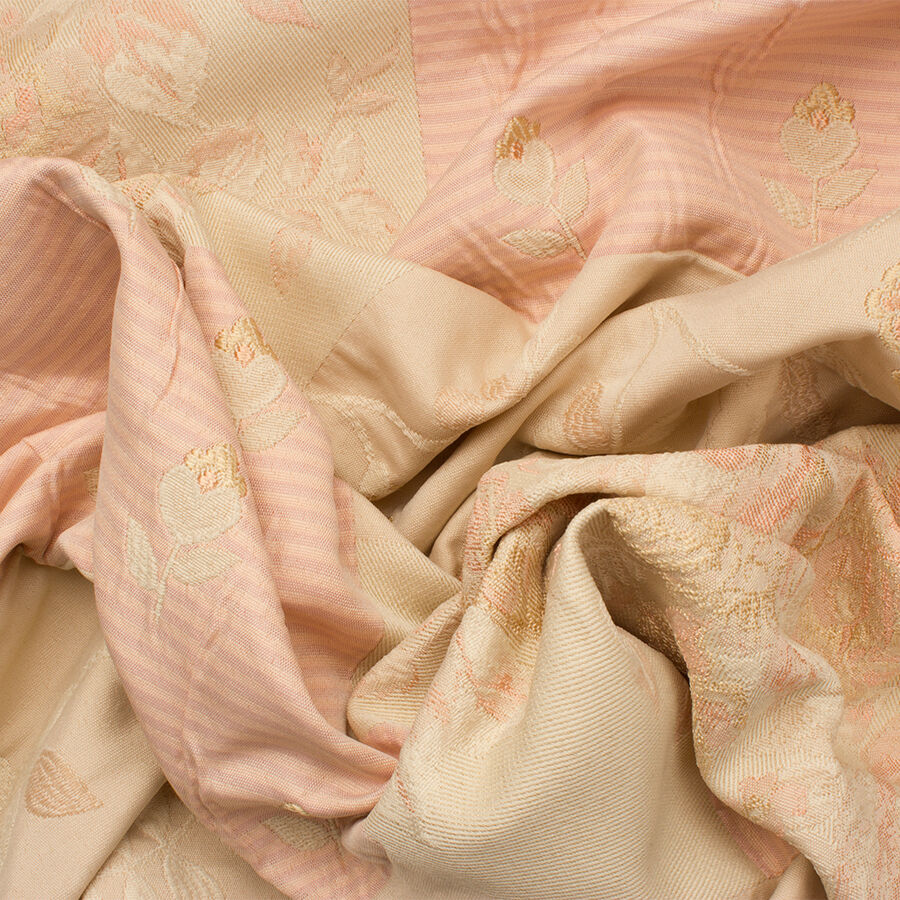 Cream/Pink Jacquard Floral Brocade