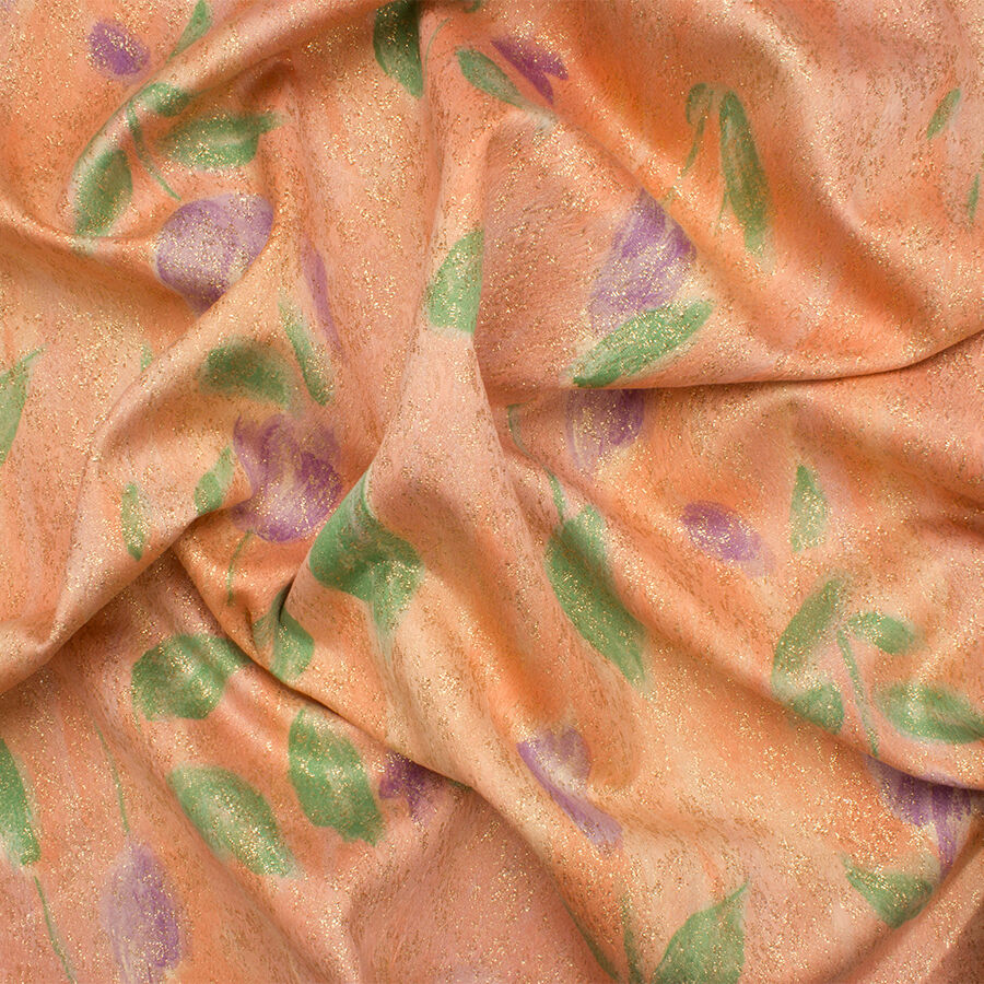 Peach/Floral Metallic Brocade