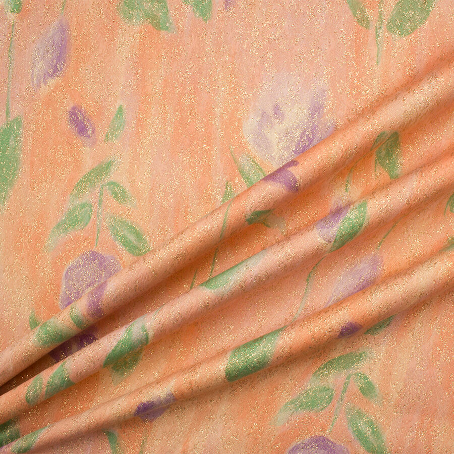 Peach/Floral Metallic Brocade