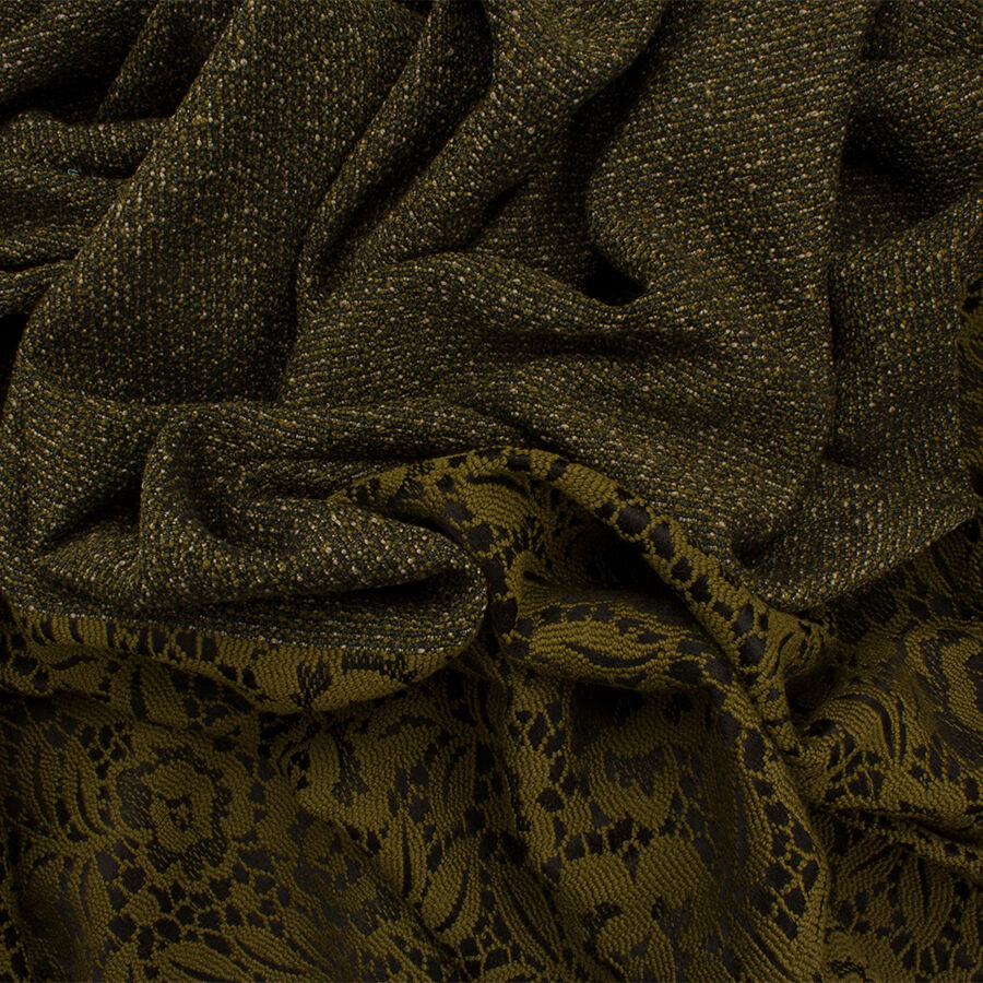 Dark Green Chenille Brocade