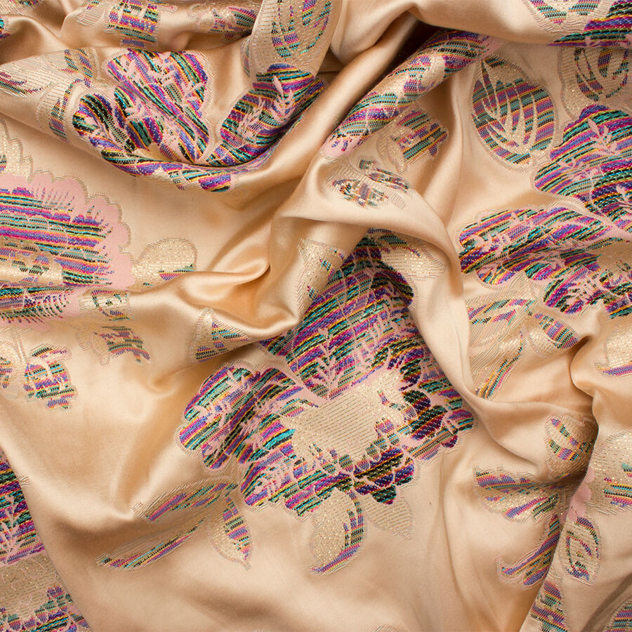 Multi-Coloured Floral Champagne Brocade