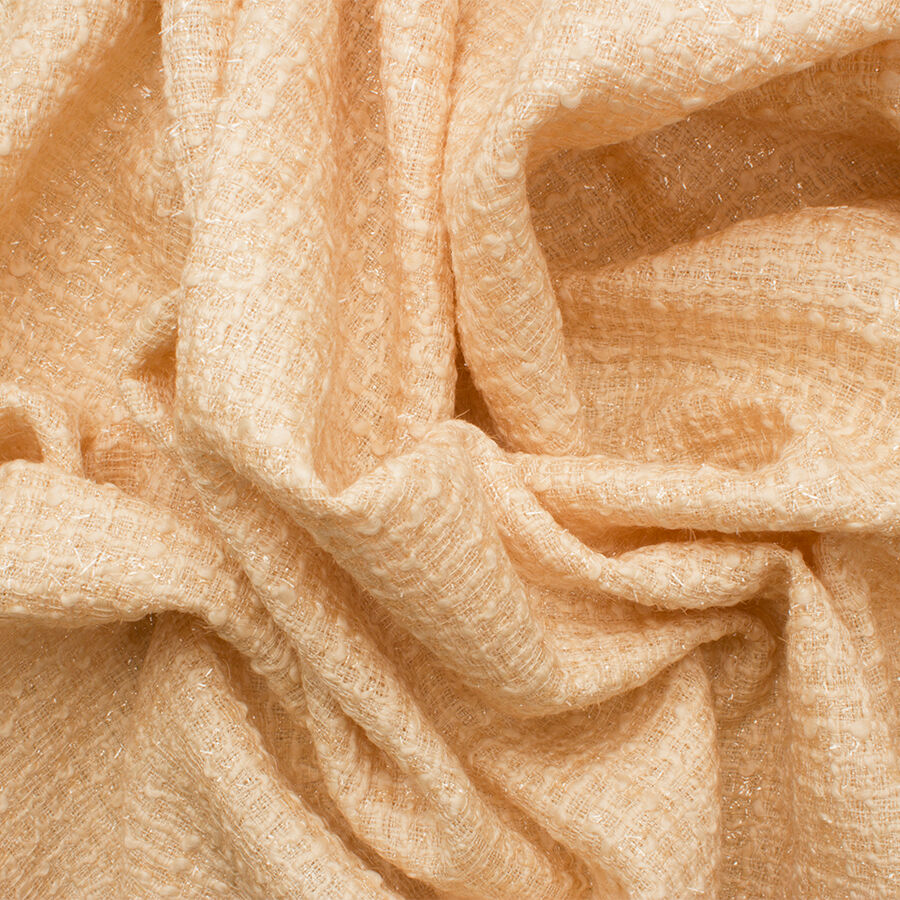 Pale Peach Lurex Wool Bouclé