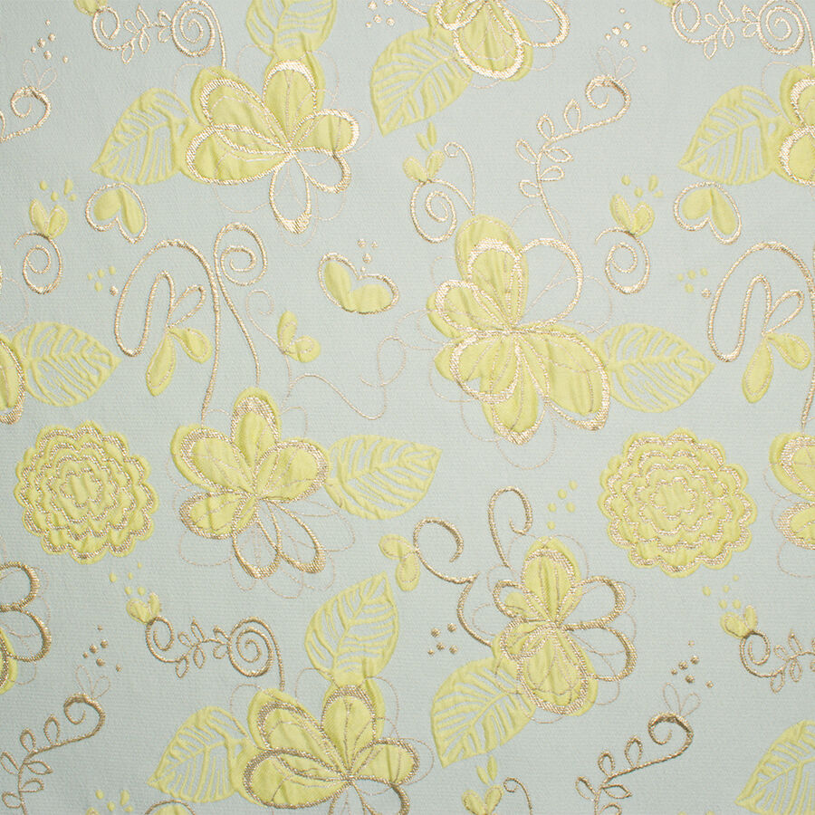 Ice Blue/Yellow Floral Metallic Cloqué