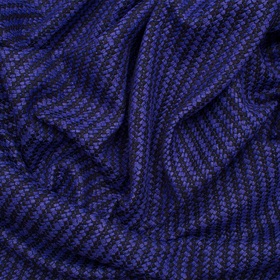 Royal Blue/Black Cotton Blend Bouclé