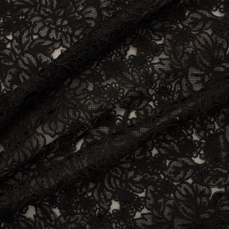 Black Floral Embroidered Tulle