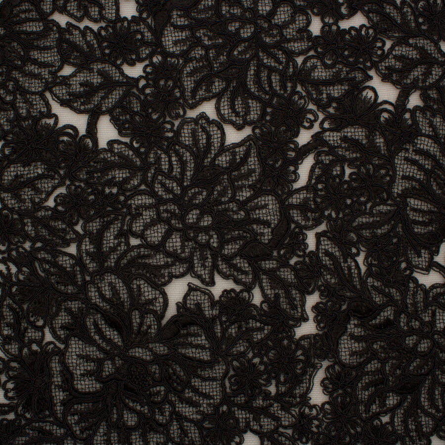 Black Floral Embroidered Tulle