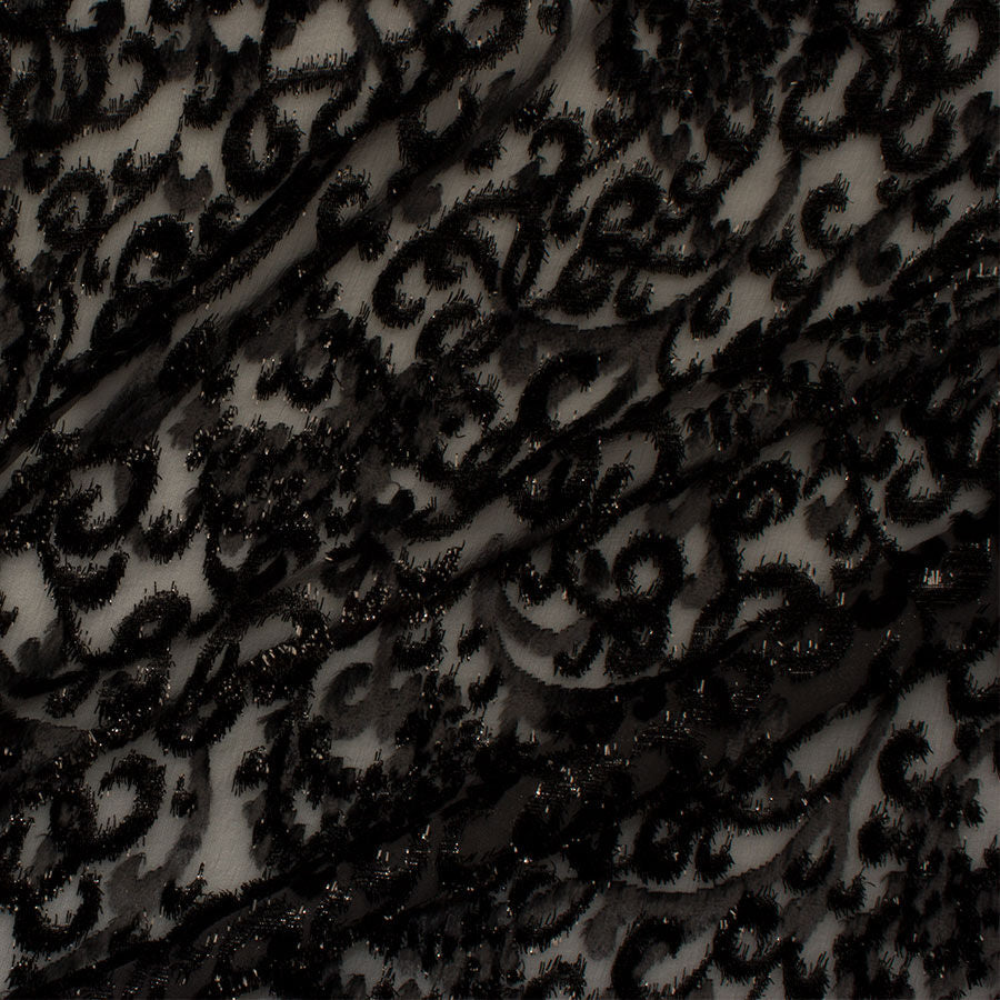 Black Patterned Devoré Chiffon