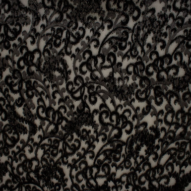 Black Patterned Devoré Chiffon