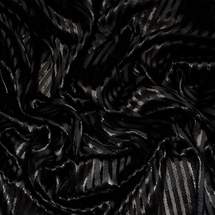 Black Striped Laminated Velvet