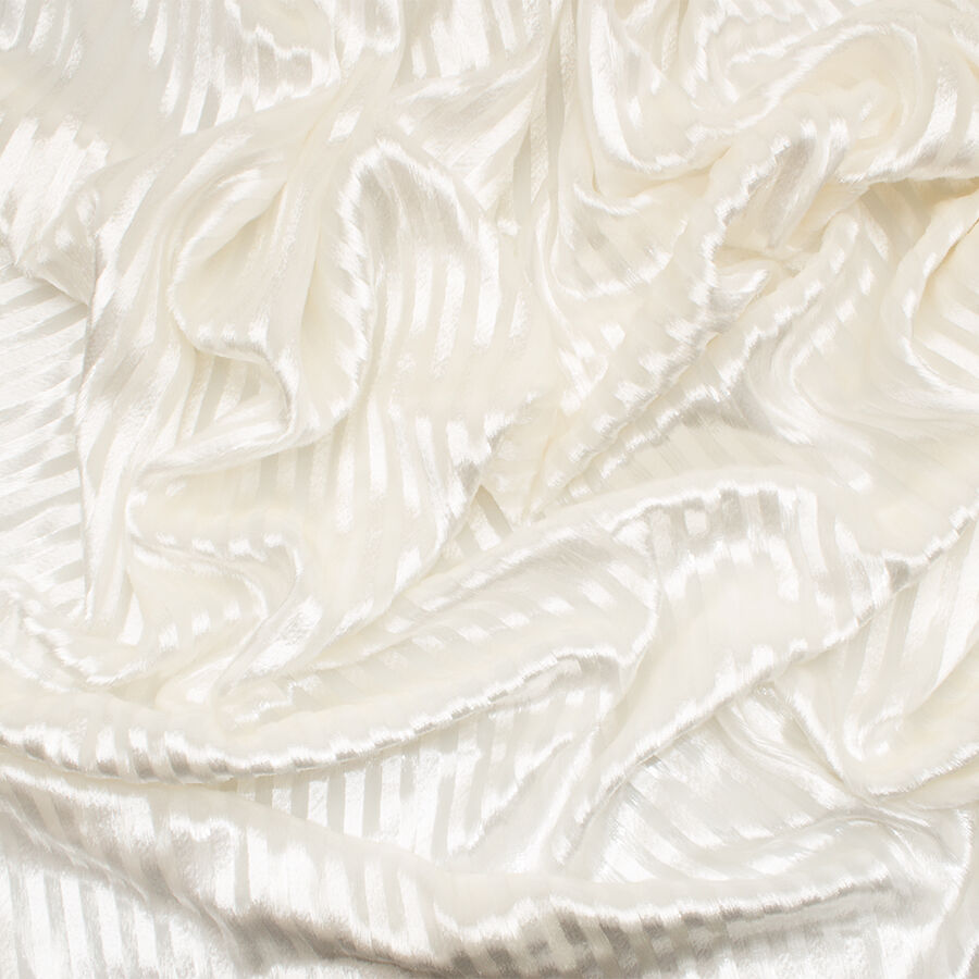 Ivory Striped Laminated Velvet